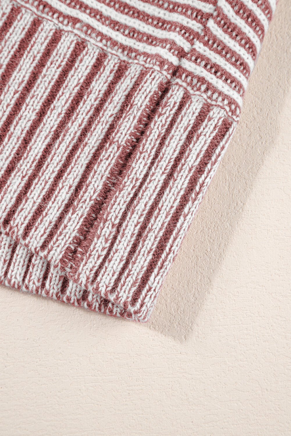 Ashleigh Blue Striped Print Ribbed Knit Raglan Sleeve Baggy Sweater - MAD RUFFI