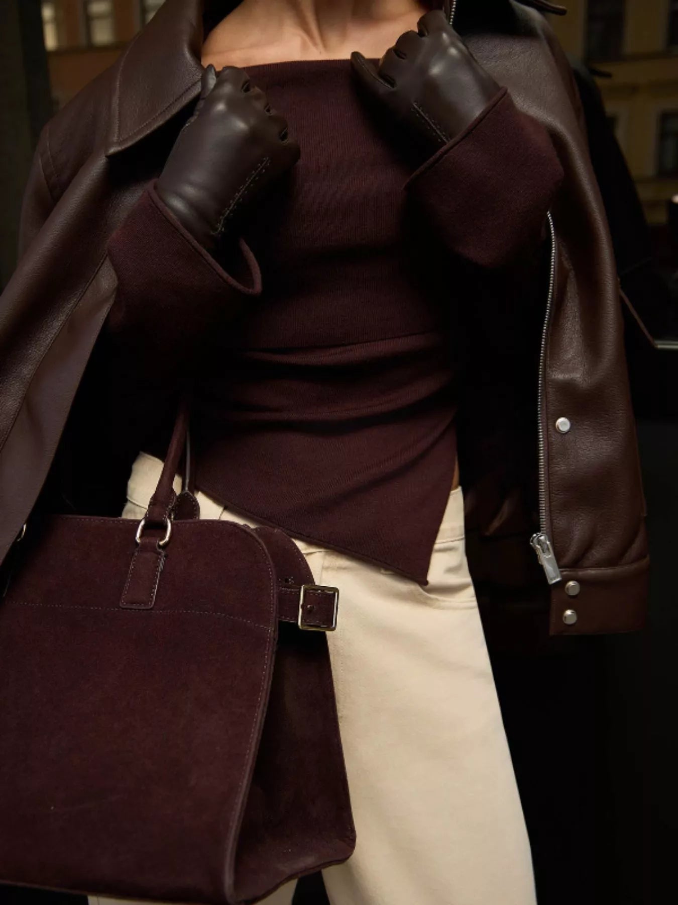 Asymmetrical Hem Off - Shoulder Long Sleeve Knit Top - MAD RUFFI