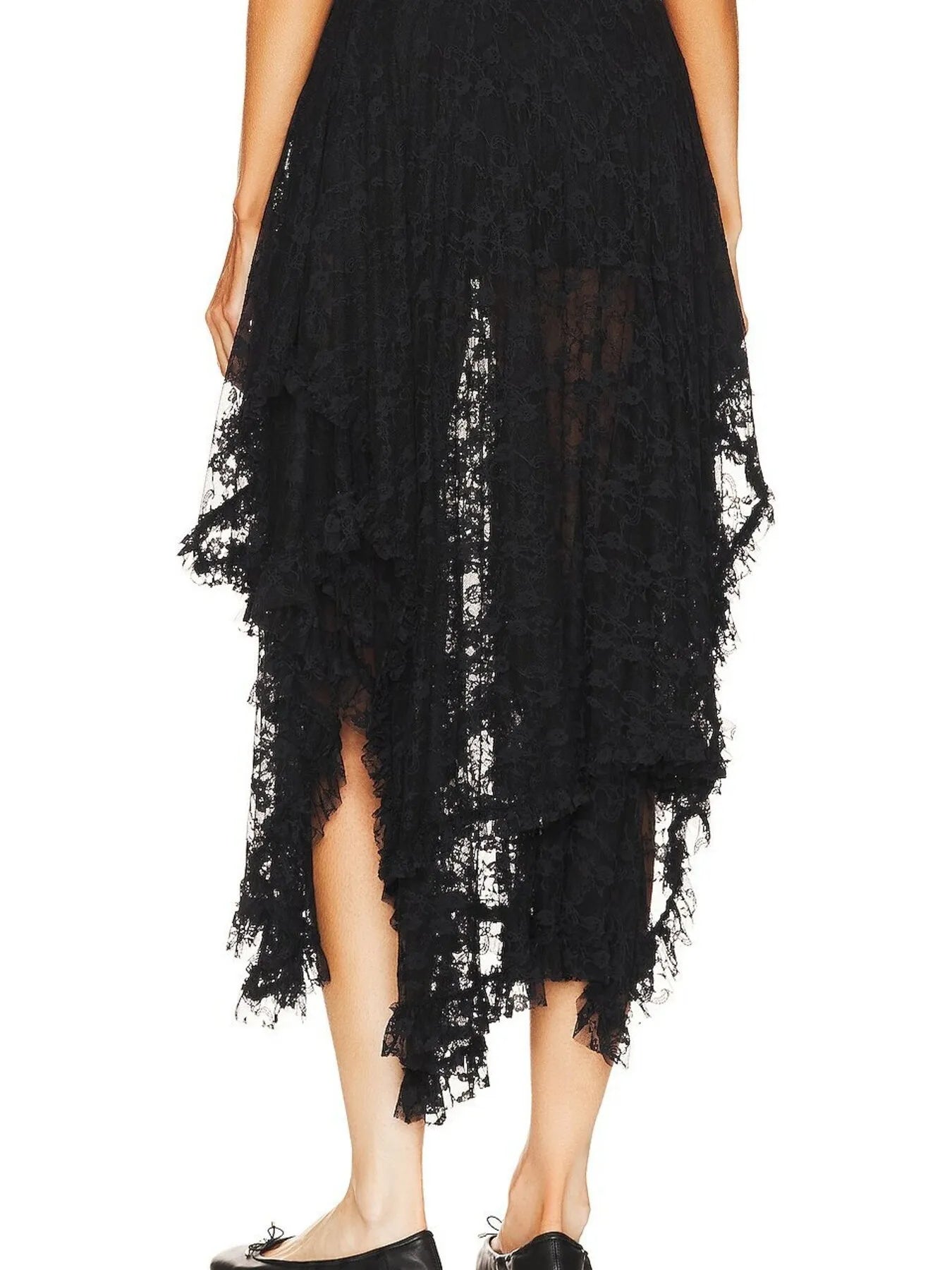 Asymmetrical Lace Midi Skirt - MAD RUFFI
