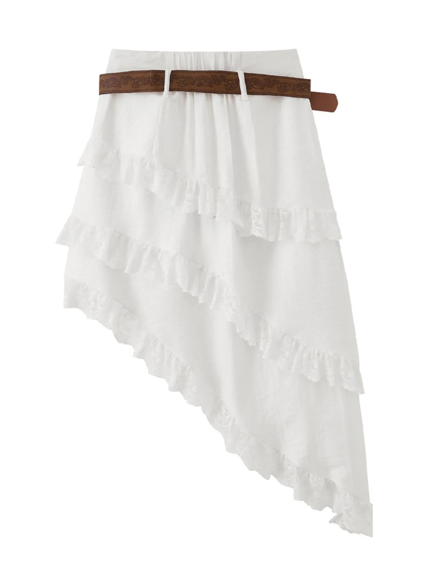 Asymmetrical Lace Ruffle Skirt - MAD RUFFI