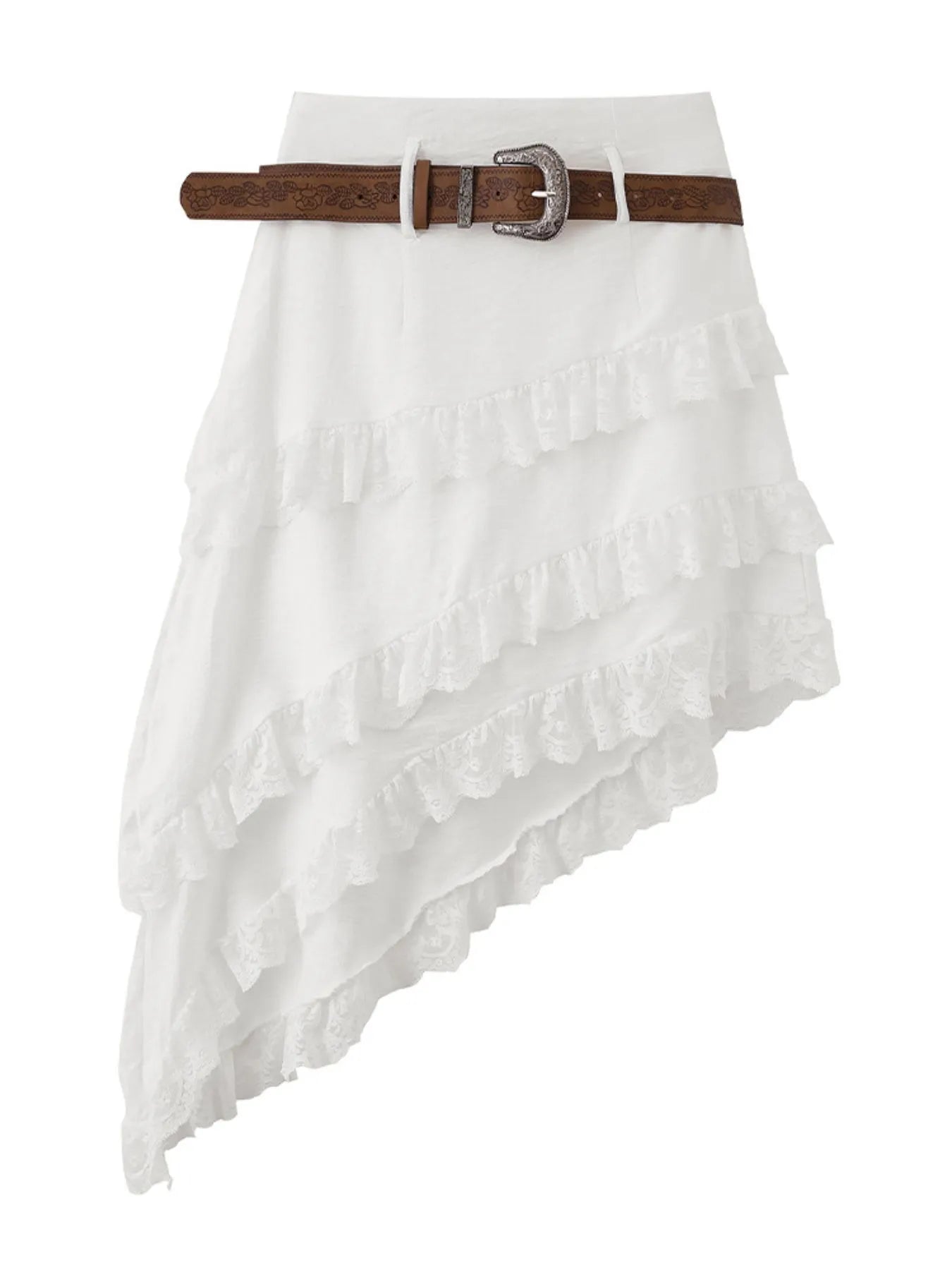 Asymmetrical Lace Ruffle Skirt - MAD RUFFI