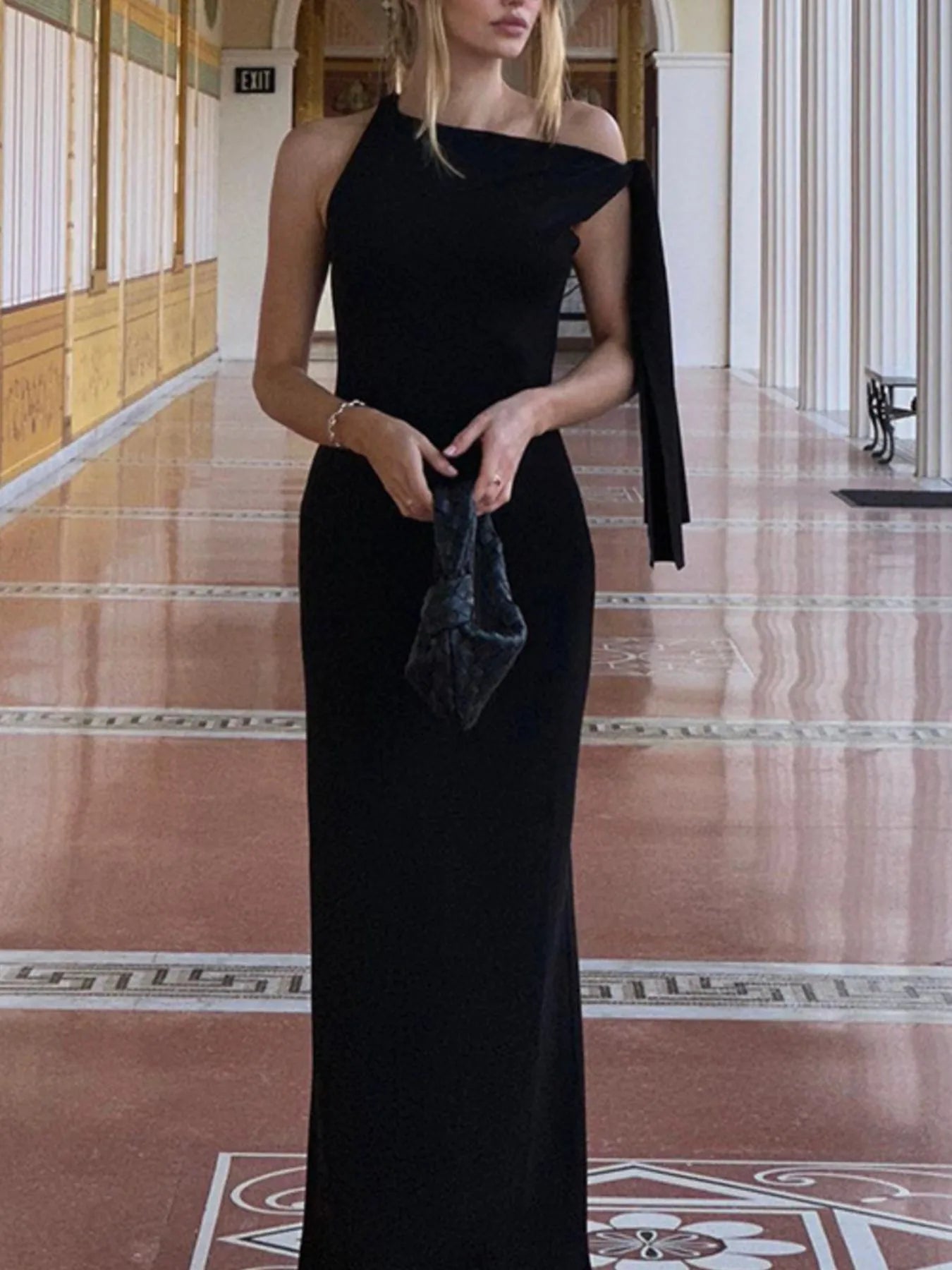 Asymmetrical Tied Sleeveless Maxi Dress - MAD RUFFI