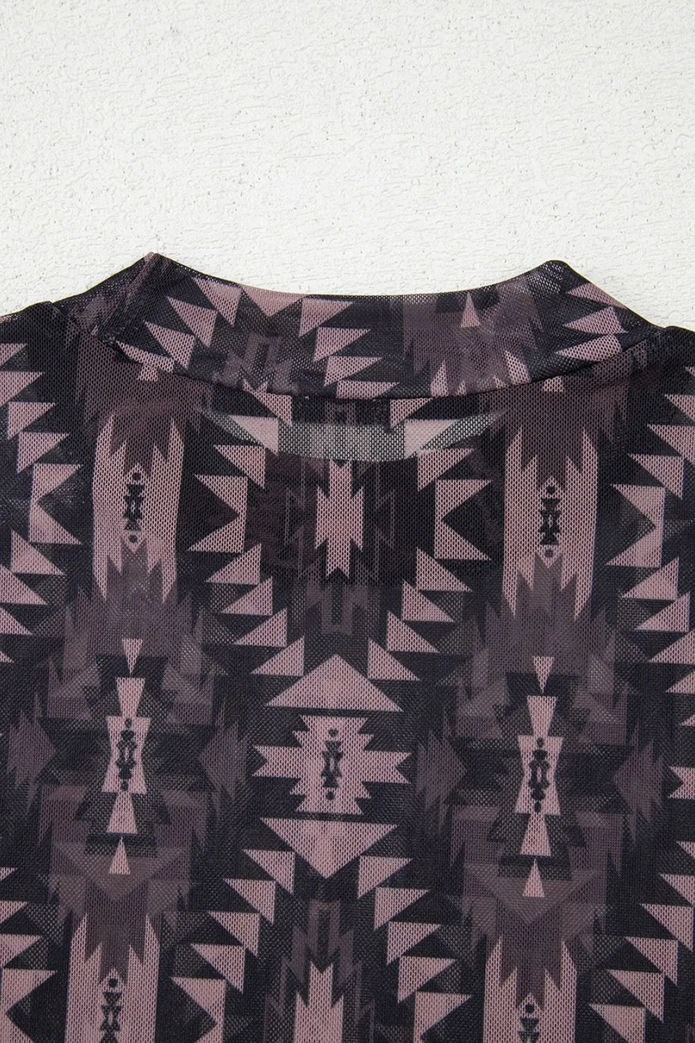 Aztec Print Mock Neck Short Sleeve Mesh T Shirt - MAD RUFFI