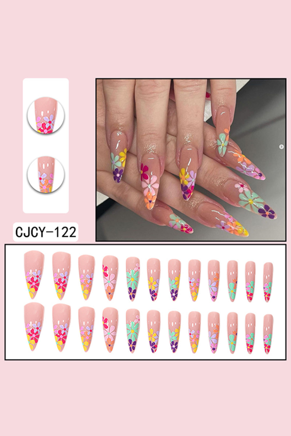 Bonbon Flower Resin Nail Tips for Elegant Manicure Style