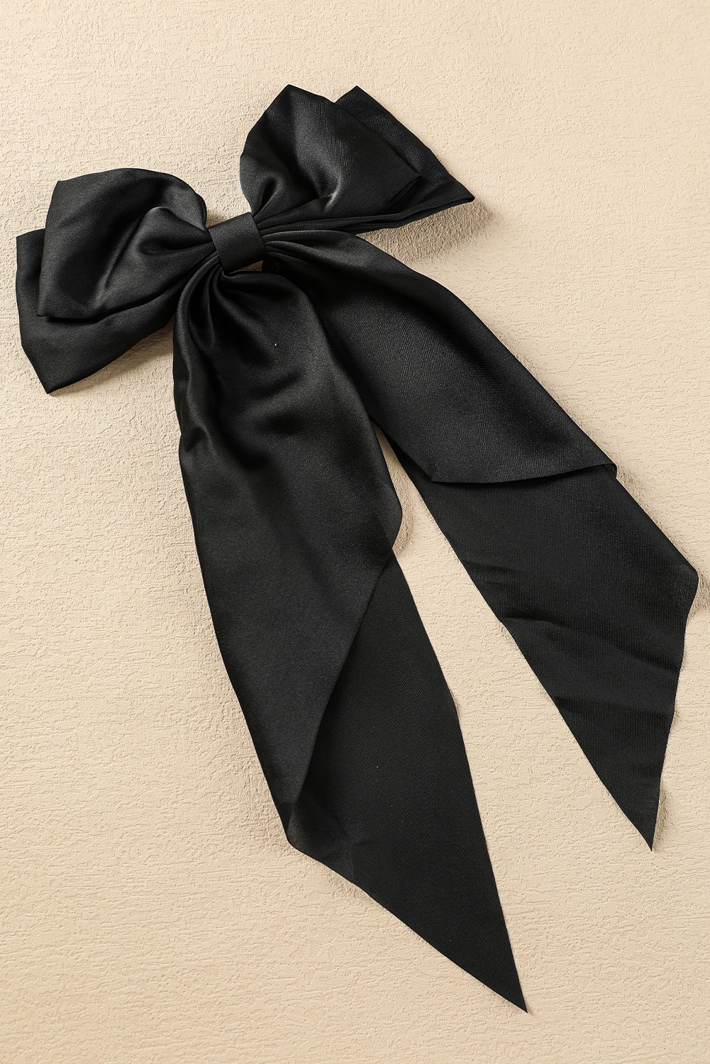 Black Elegant Oversized Ribbon Bowknot Satin Hair Clip