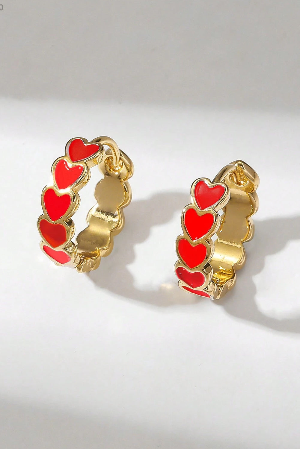 Pendientes de aro de corazón de San Valentín Rojo Fiery para estilo romántico