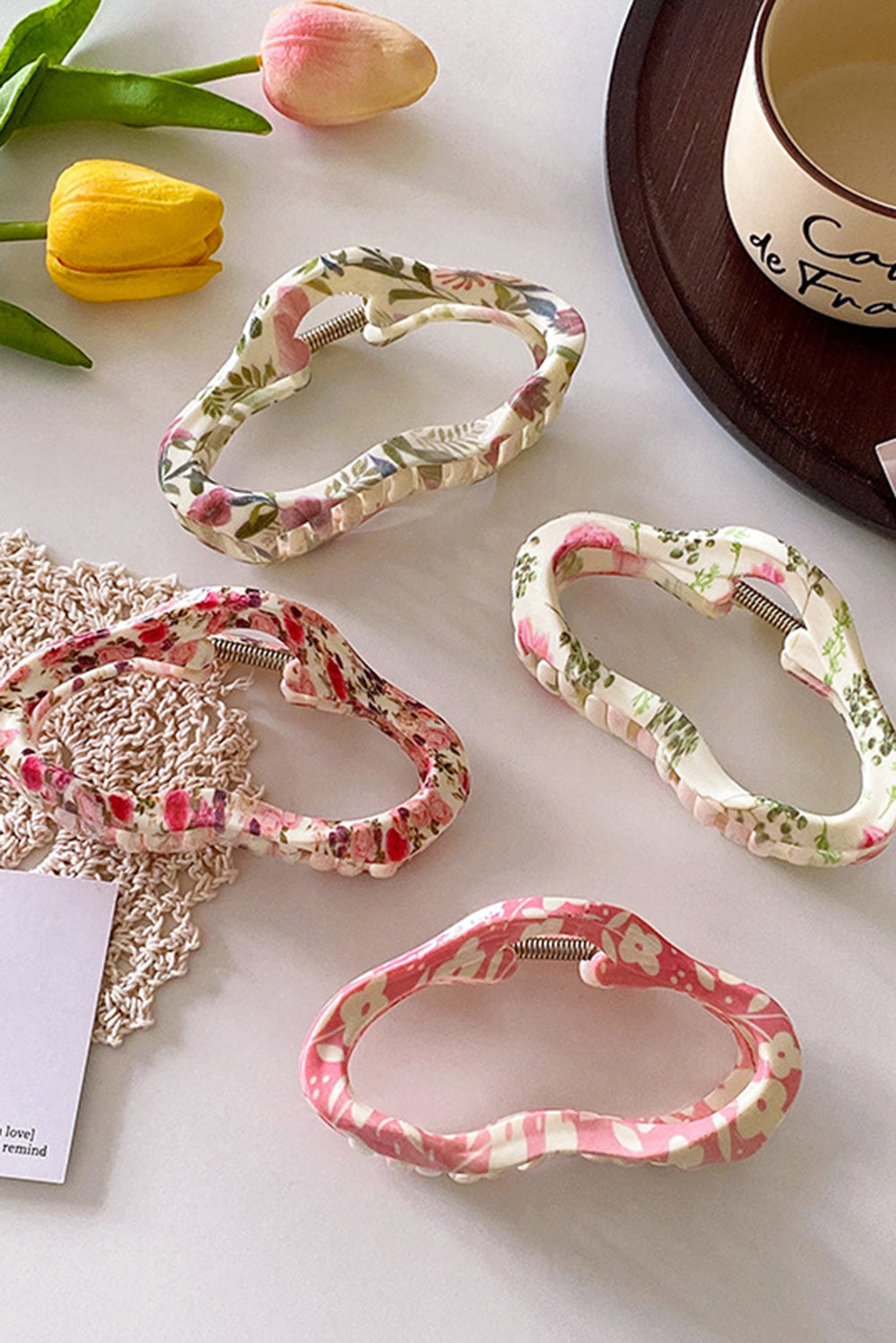 Strawberry Pink Floral Hollow Out Hair Claw Clip