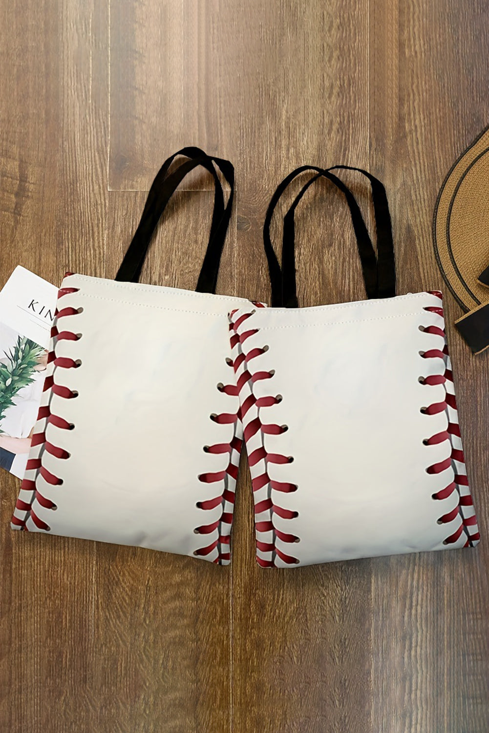 Bolsa de lona de impresión de béisbol blanco 34*2*31cm