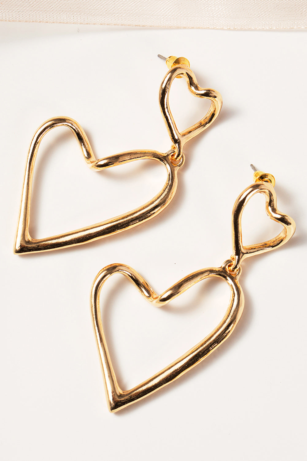 Gold Irregular Heart Shapes Alloy Stud Earrings for Women