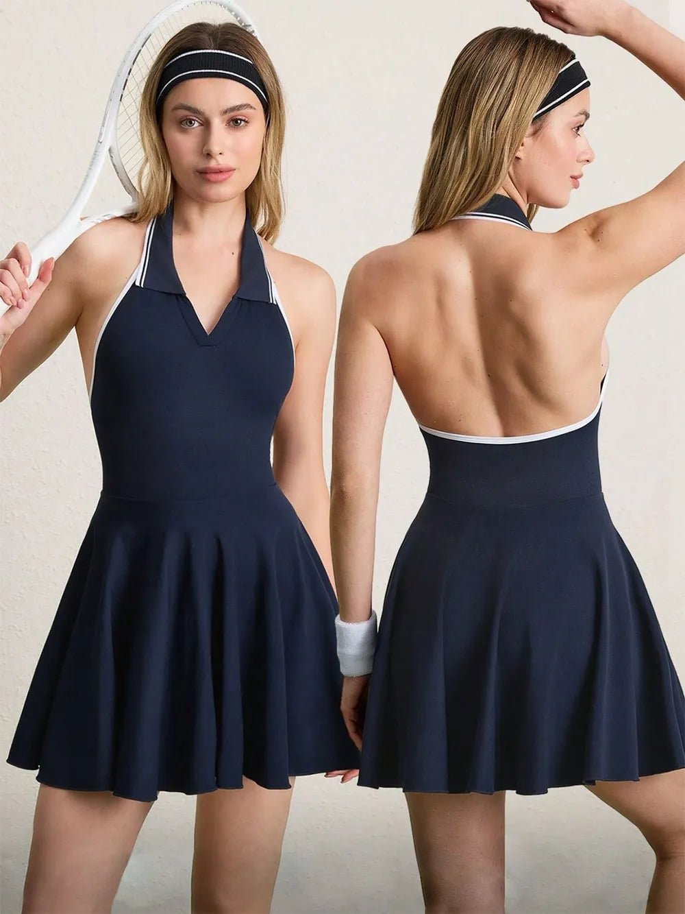 Backless Halter Neck Active Dress - MAD RUFFI