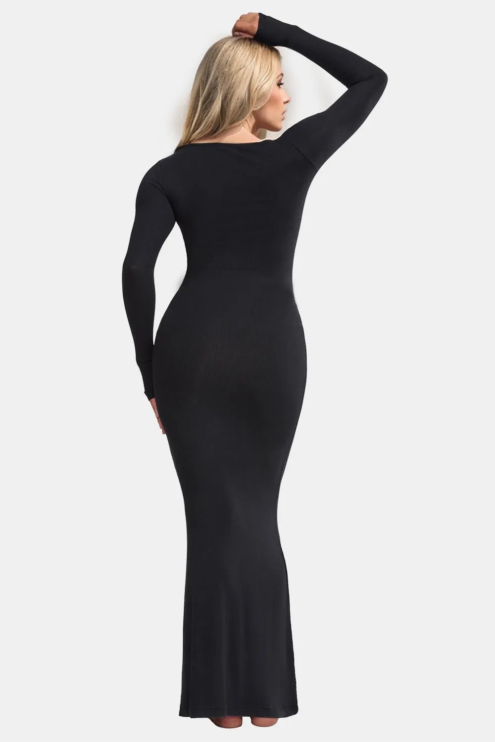 Basic Bae Built - In Shapewear Square Neck Long Sleeve Maxi Dress - MAD RUFFI