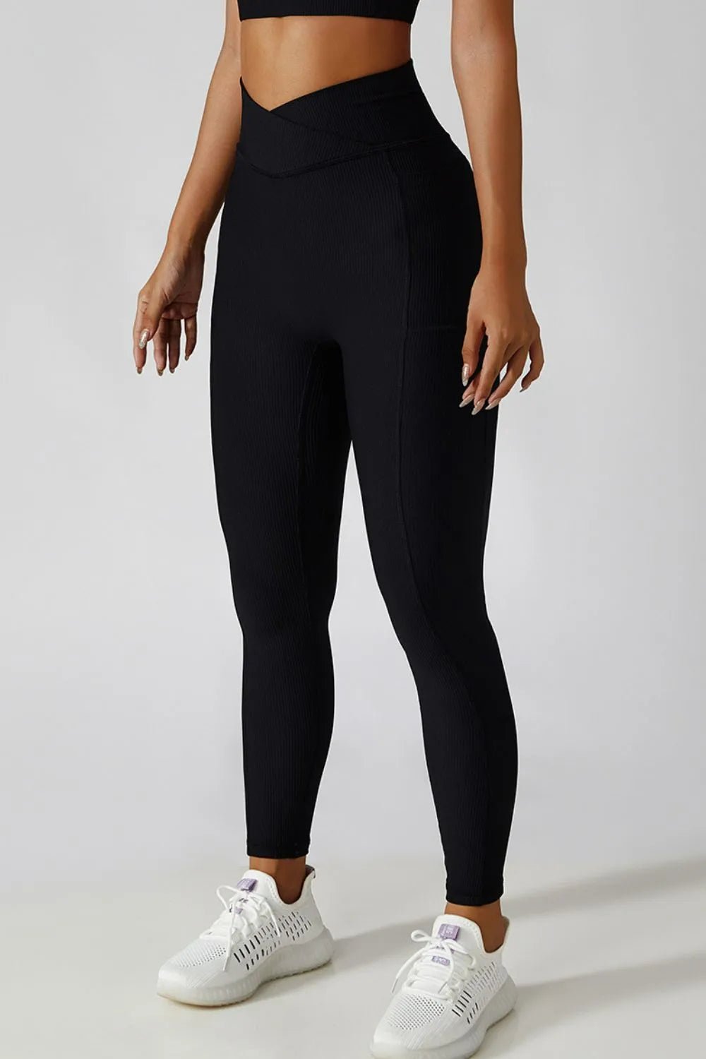 Basic Bae Crossover Waist Active Leggings - MAD RUFFI