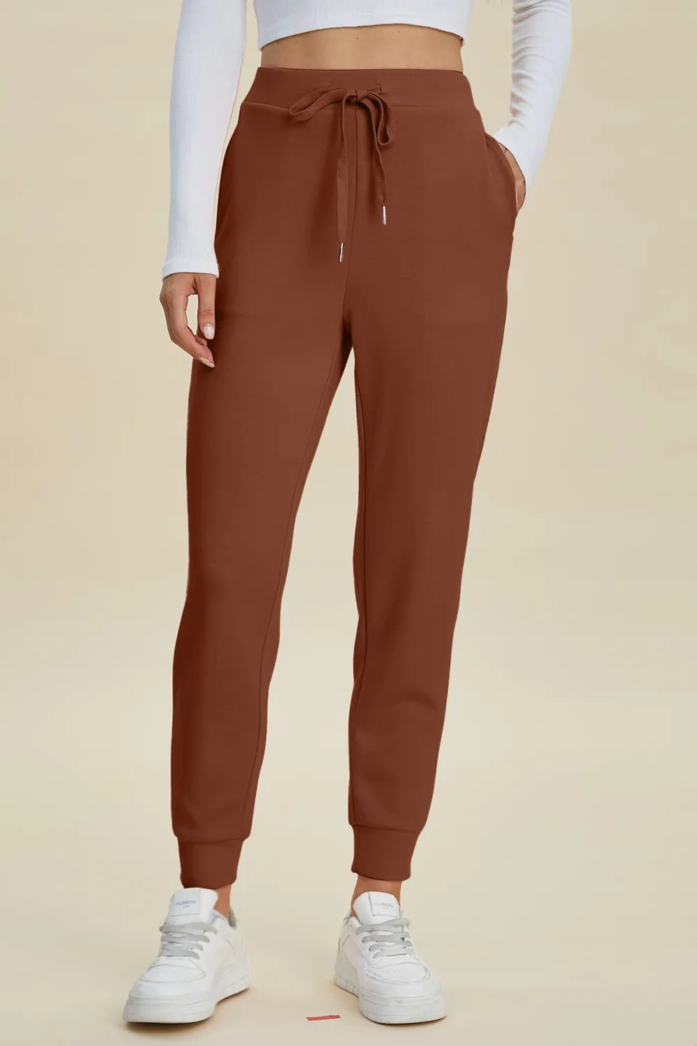 Basic Bae Full Size Air Scuba Drawstring High Waist Joggers - MAD RUFFI