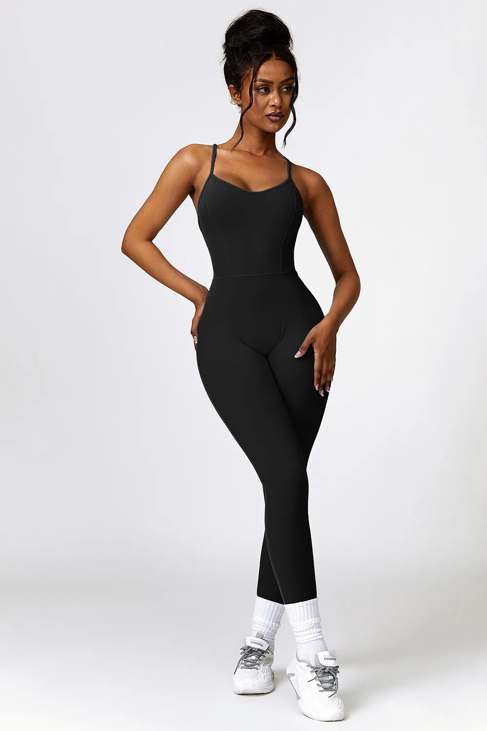 Basic Bae Open Back Spaghetti Strap Active Jumpsuit - MAD RUFFI