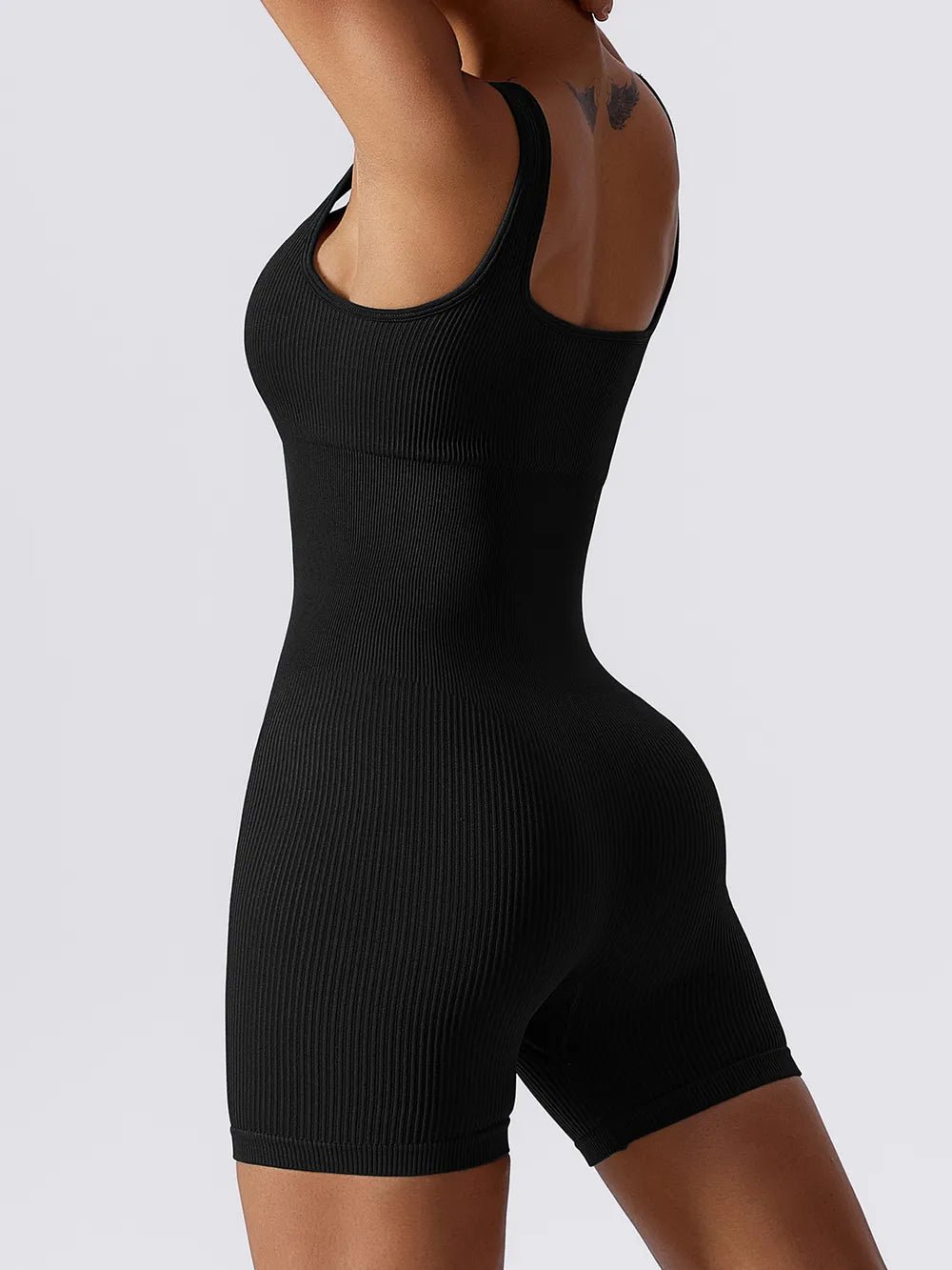 Basic Bae Ribbed Sleeveless Active Romper - MAD RUFFI