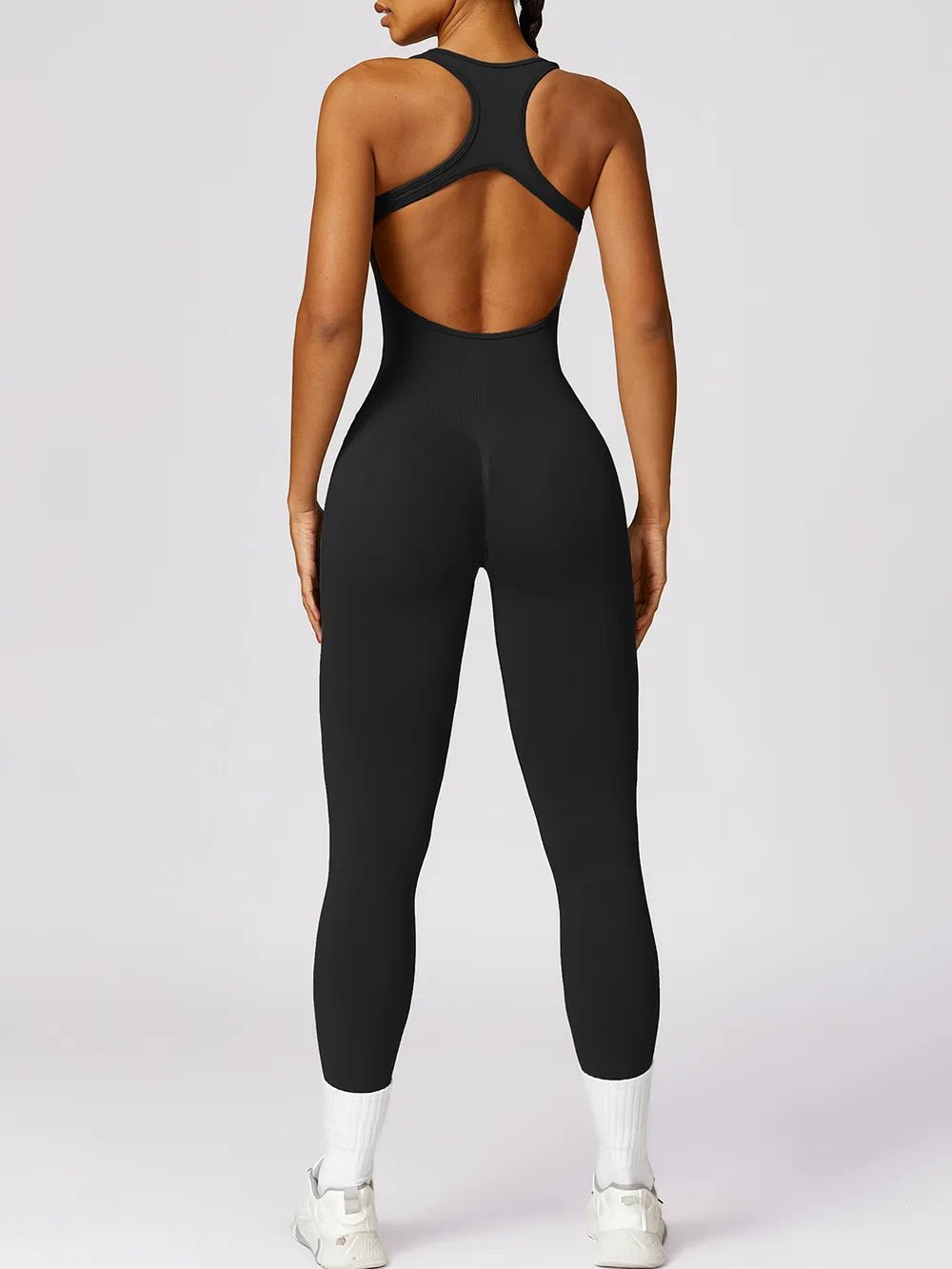 Basic Bae Sleeveless Cutout Racerback Active Jumpsuit - MAD RUFFI