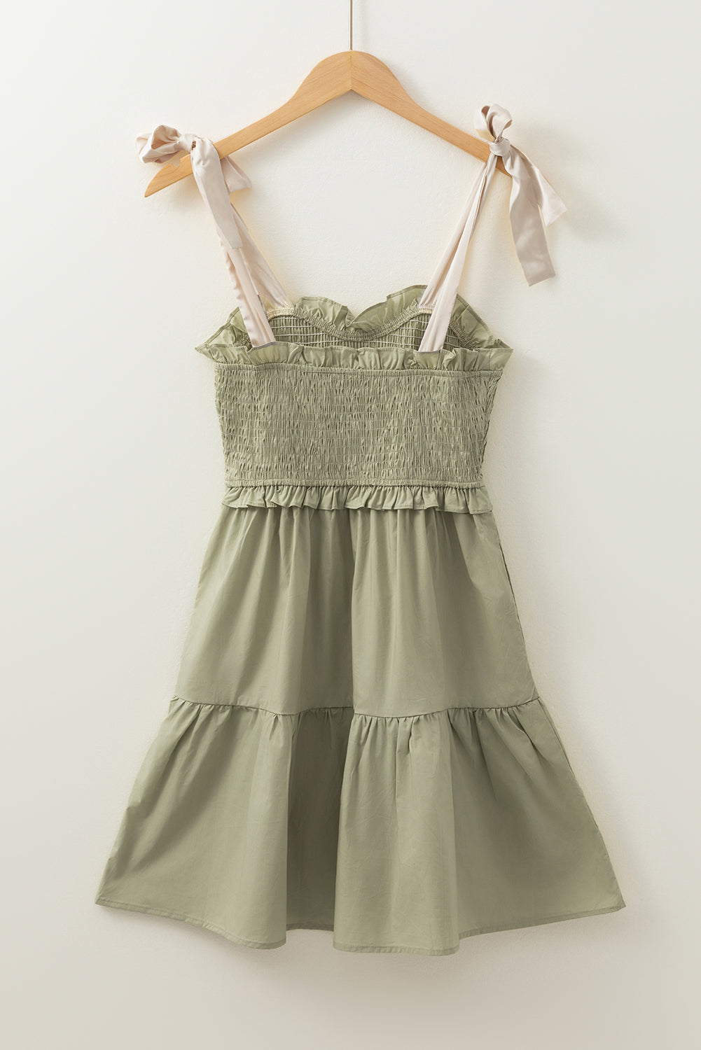 Laurel Green Tie Strap Frilting Detail Mini Robe