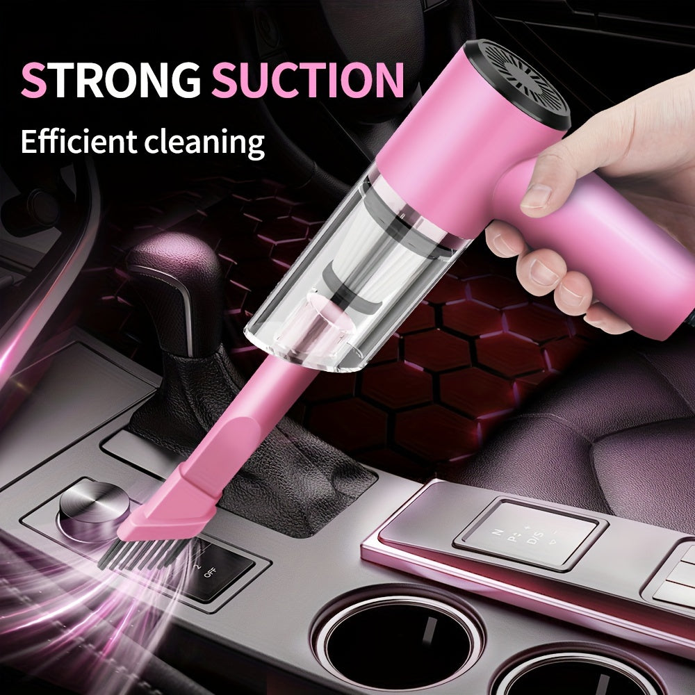 Powerful 12V Handheld Car Vacuum - Compact, Wired Design for Easy Dust & Pet Hair Removal, Includes Accessories Kit