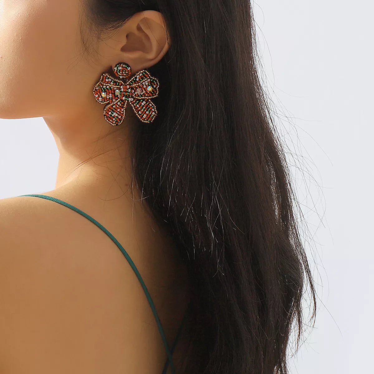 Beaded Bowknot Christmas Earrings - MAD RUFFI