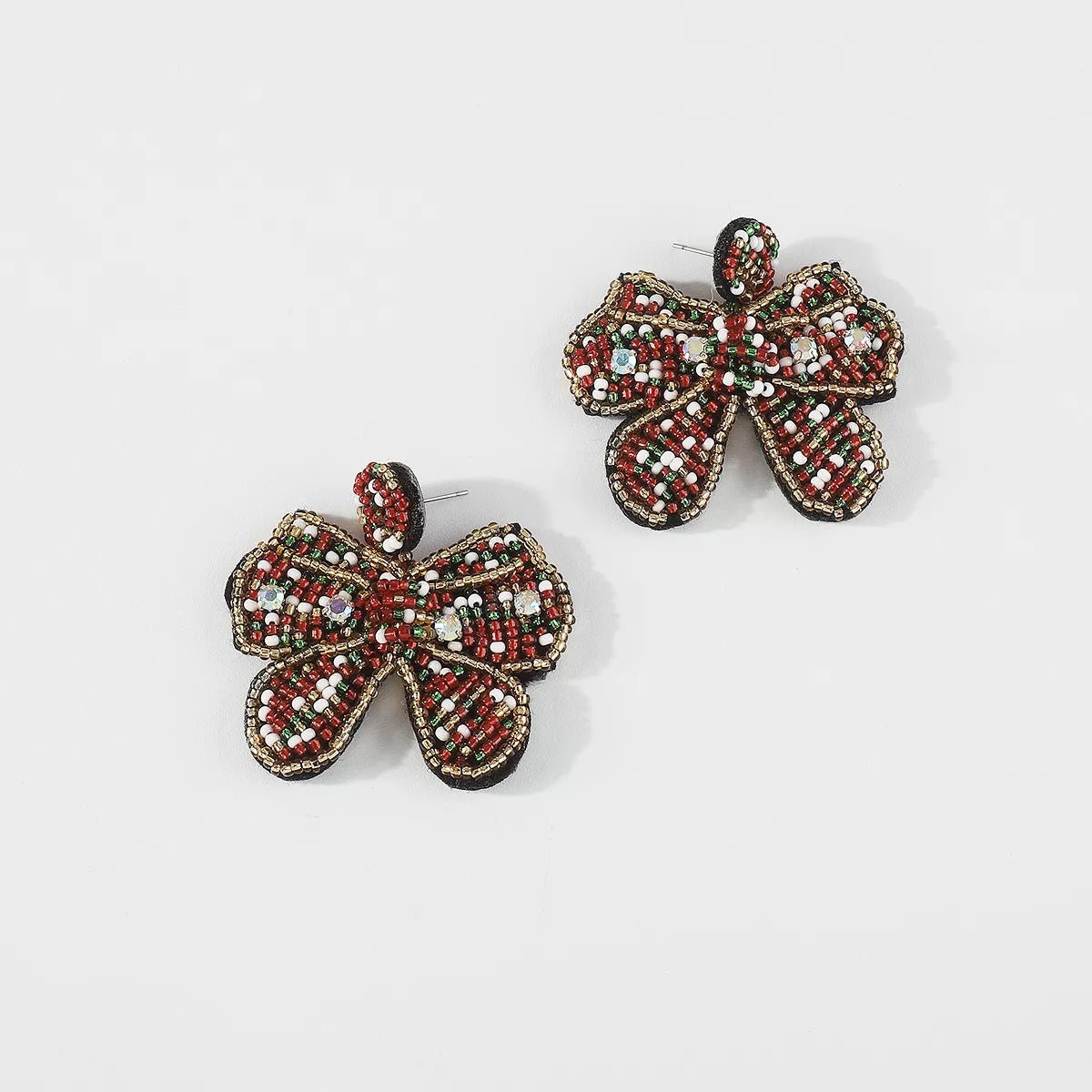 Beaded Bowknot Christmas Earrings - MAD RUFFI