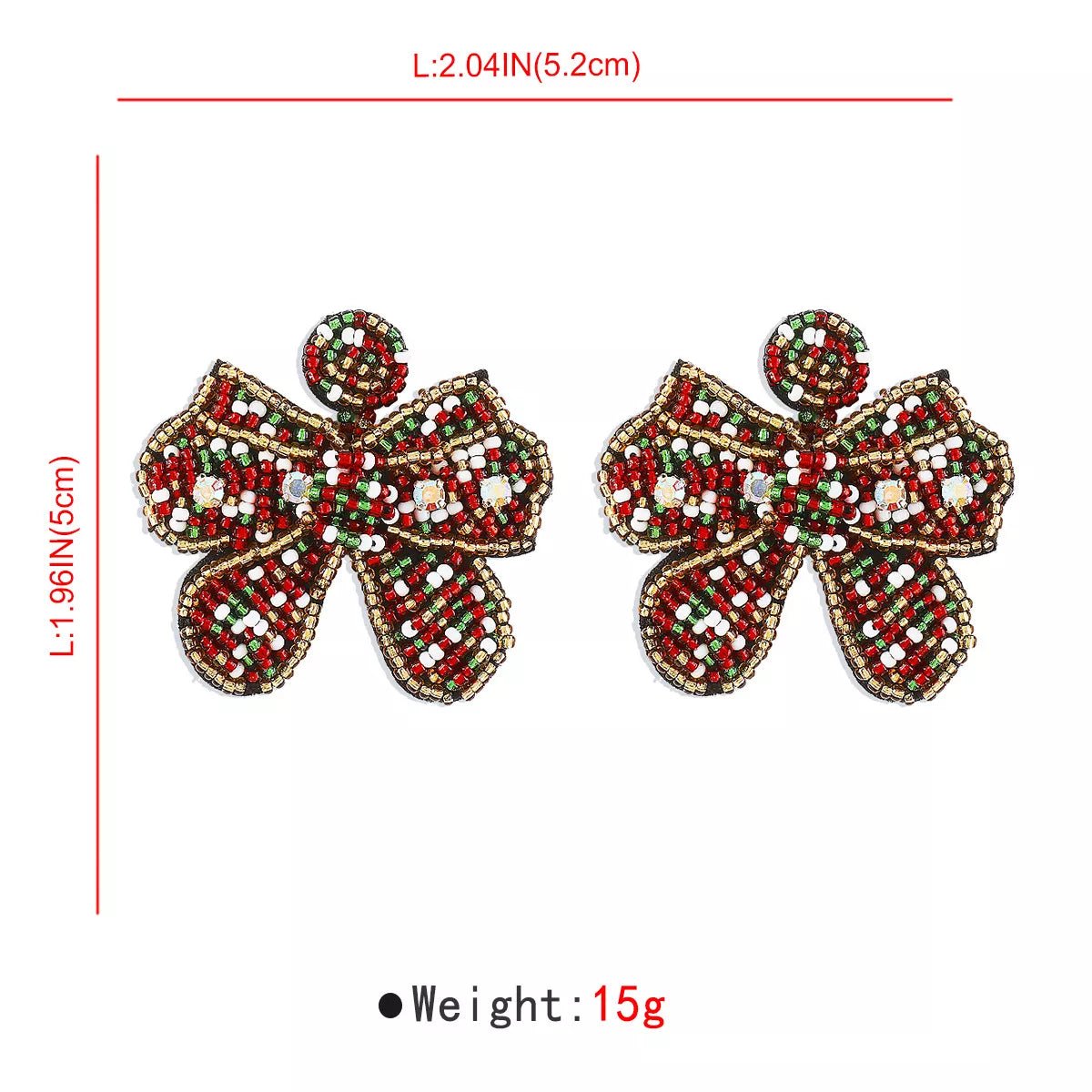 Beaded Bowknot Christmas Earrings - MAD RUFFI