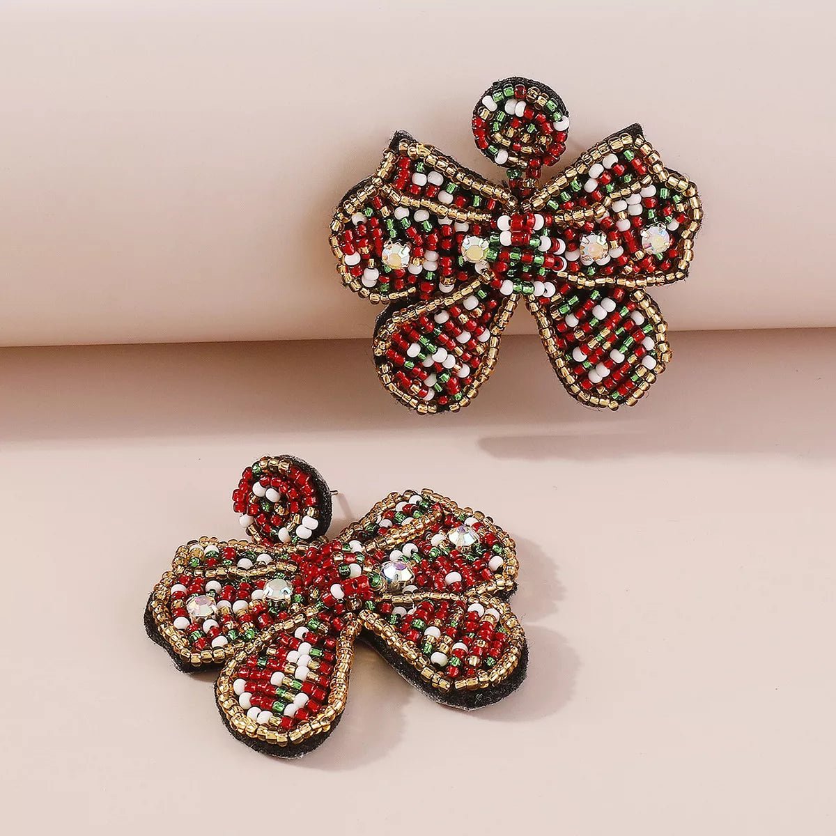 Beaded Bowknot Christmas Earrings - MAD RUFFI