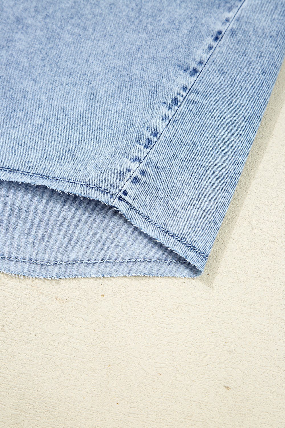 Beau Blue Chest Pocket Raw Hem Denim Loose Shirt Dress - MAD RUFFI