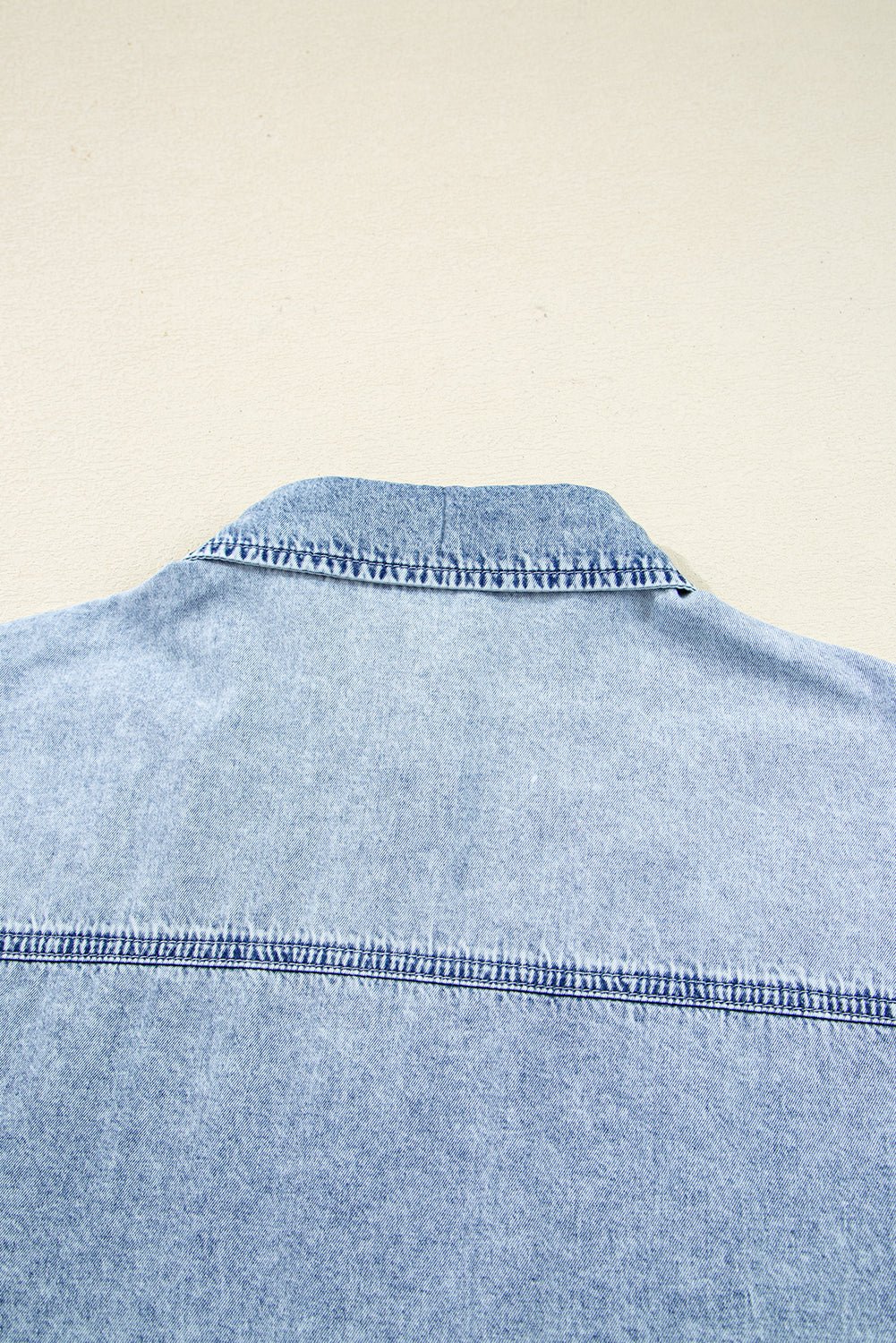 Beau Blue Chest Pocket Raw Hem Denim Loose Shirt Dress - MAD RUFFI