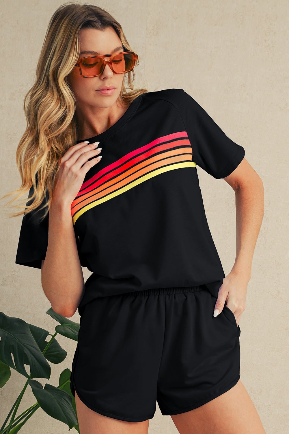 Beau Blue Colorful Striped Casual Tee - MAD RUFFI