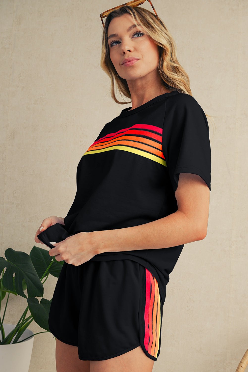 Beau Blue Colorful Striped Casual Tee - MAD RUFFI