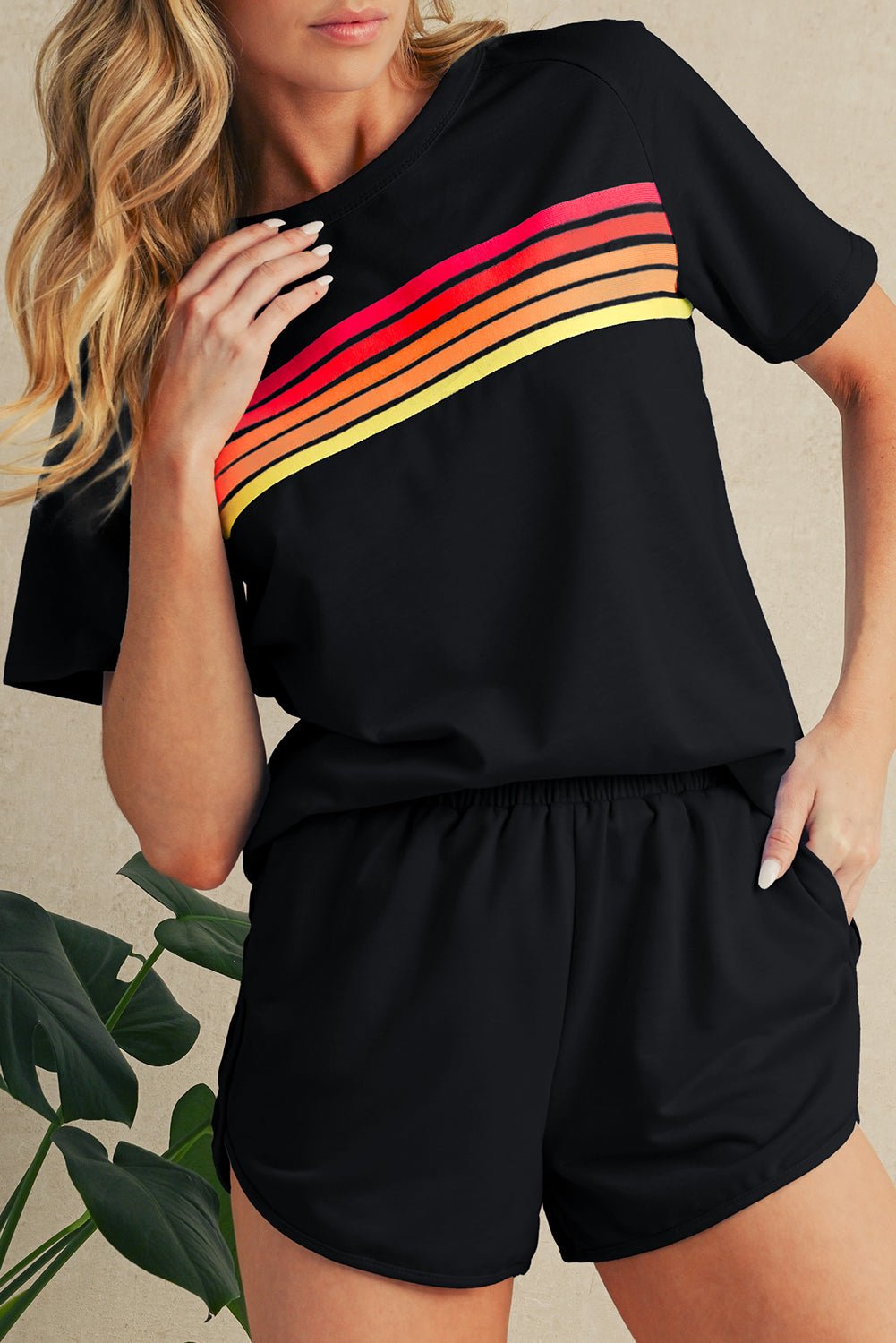 Beau Blue Colorful Striped Casual Tee - MAD RUFFI