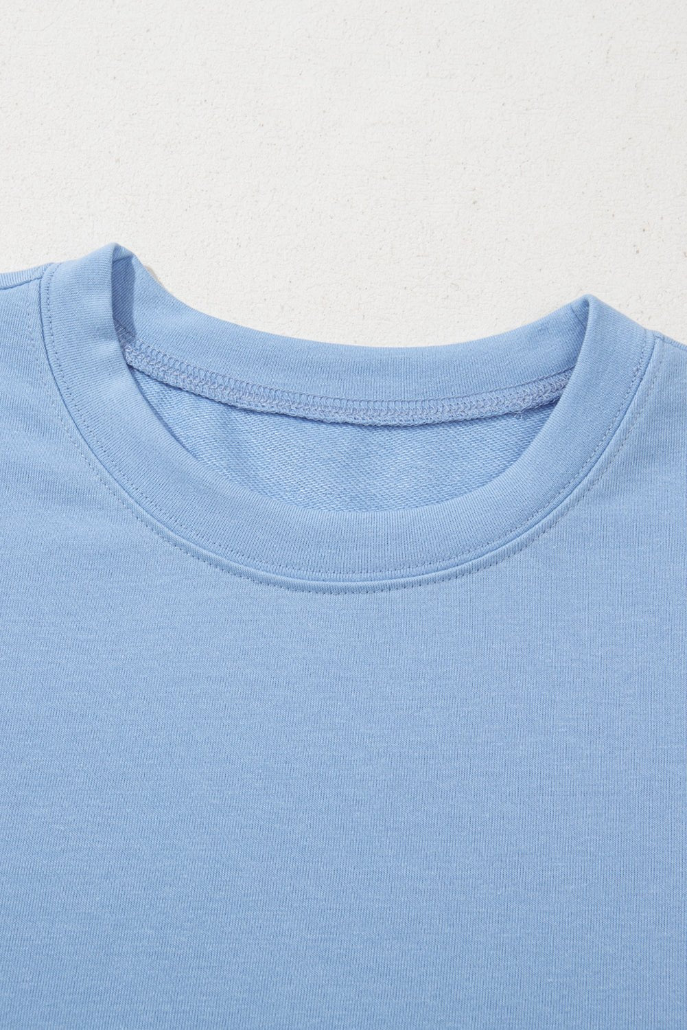 Beau Blue Eyelet Flower Embroidered Crew Neck Blouse - MAD RUFFI