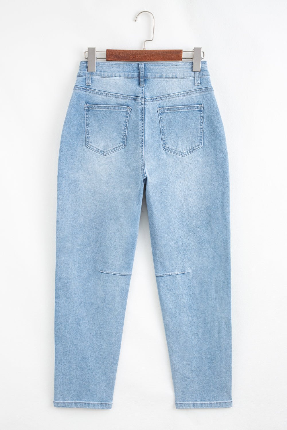 Beau Blue High Rise Relaxed Patch Pocket Jeans - MAD RUFFI