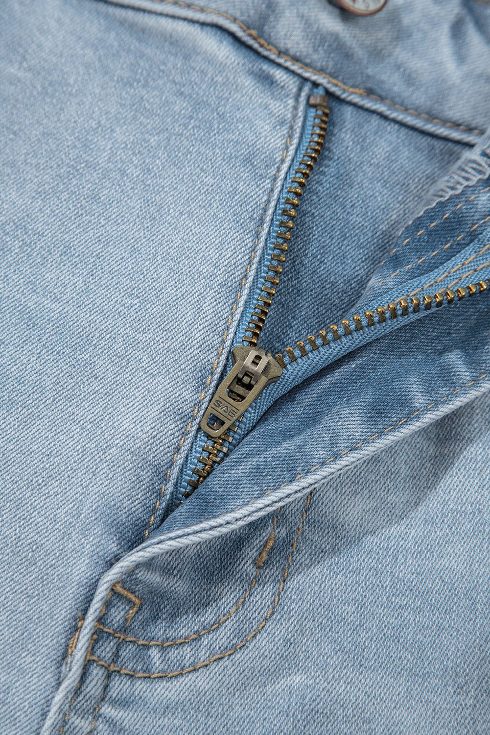 Beau Blue Mid Rise Ankle - Length Distressed Skinny Jeans - MAD RUFFI