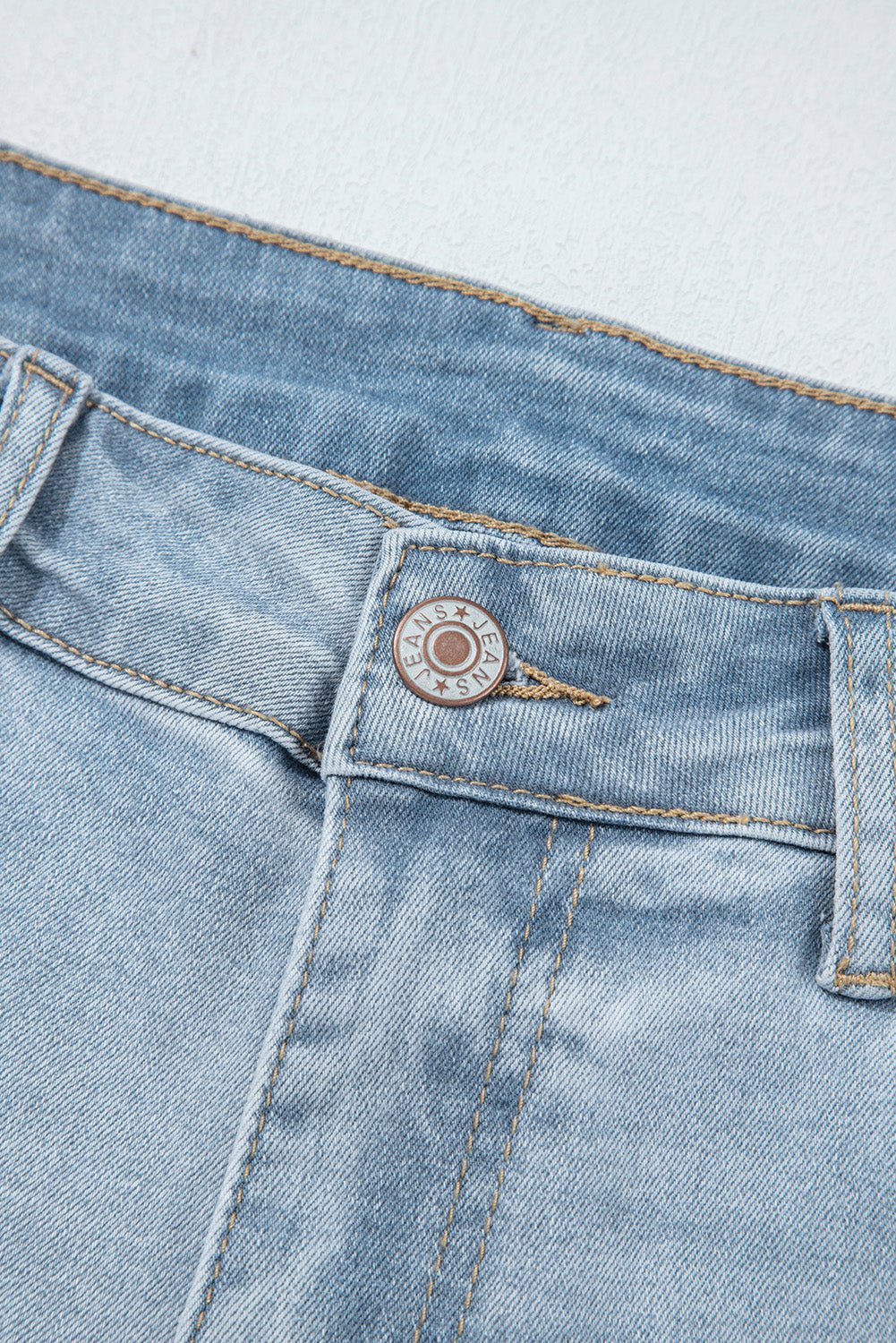 Beau Blue Mid Rise Ankle - Length Distressed Skinny Jeans - MAD RUFFI