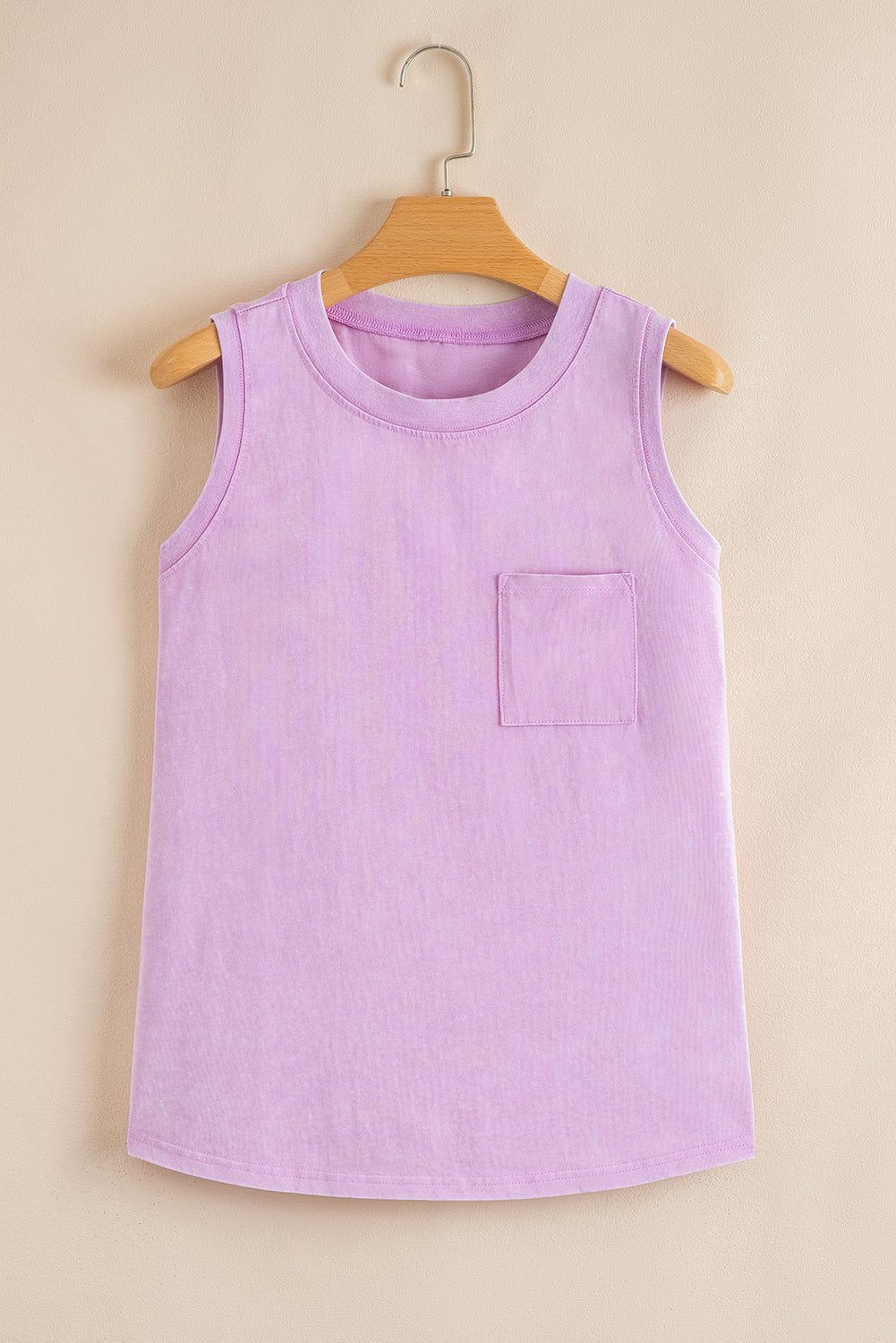 Beau Blue Mineral Wash Patched Chest Pocket Tank Top - MAD RUFFI