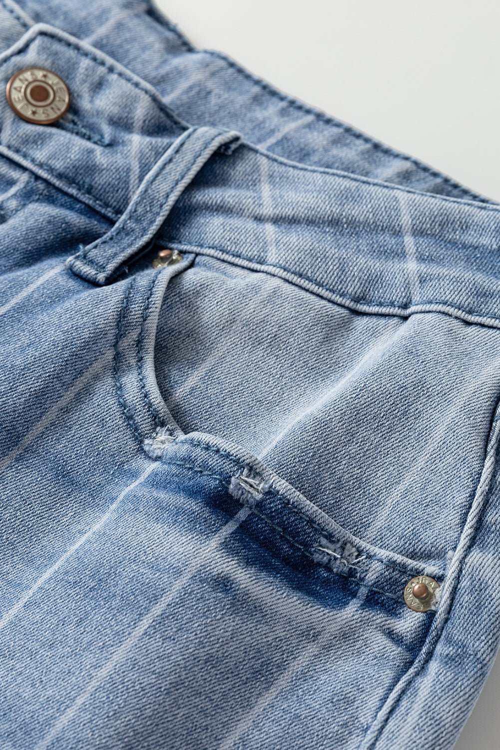 Beau Blue Multi Buttons Wide Leg Jeans - MAD RUFFI