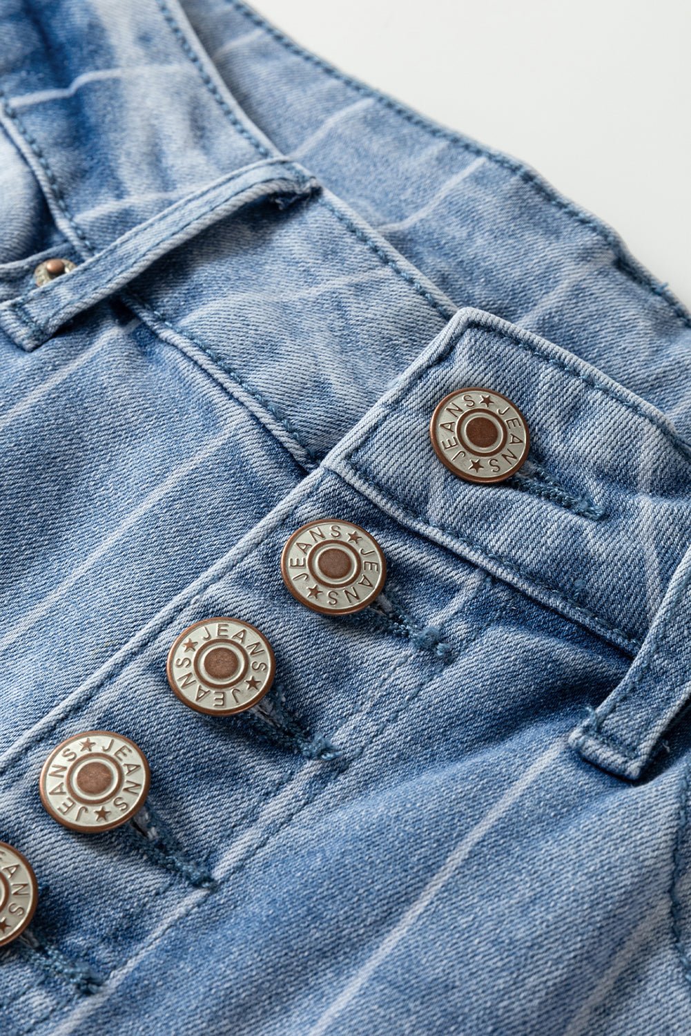 Beau Blue Multi Buttons Wide Leg Jeans - MAD RUFFI