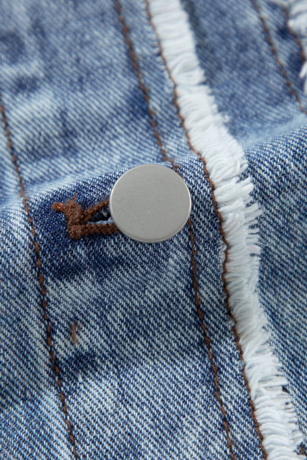 Beau Blue Plaid Print Patchwork Hooded Raw Hem Denim Jacket - MAD RUFFI