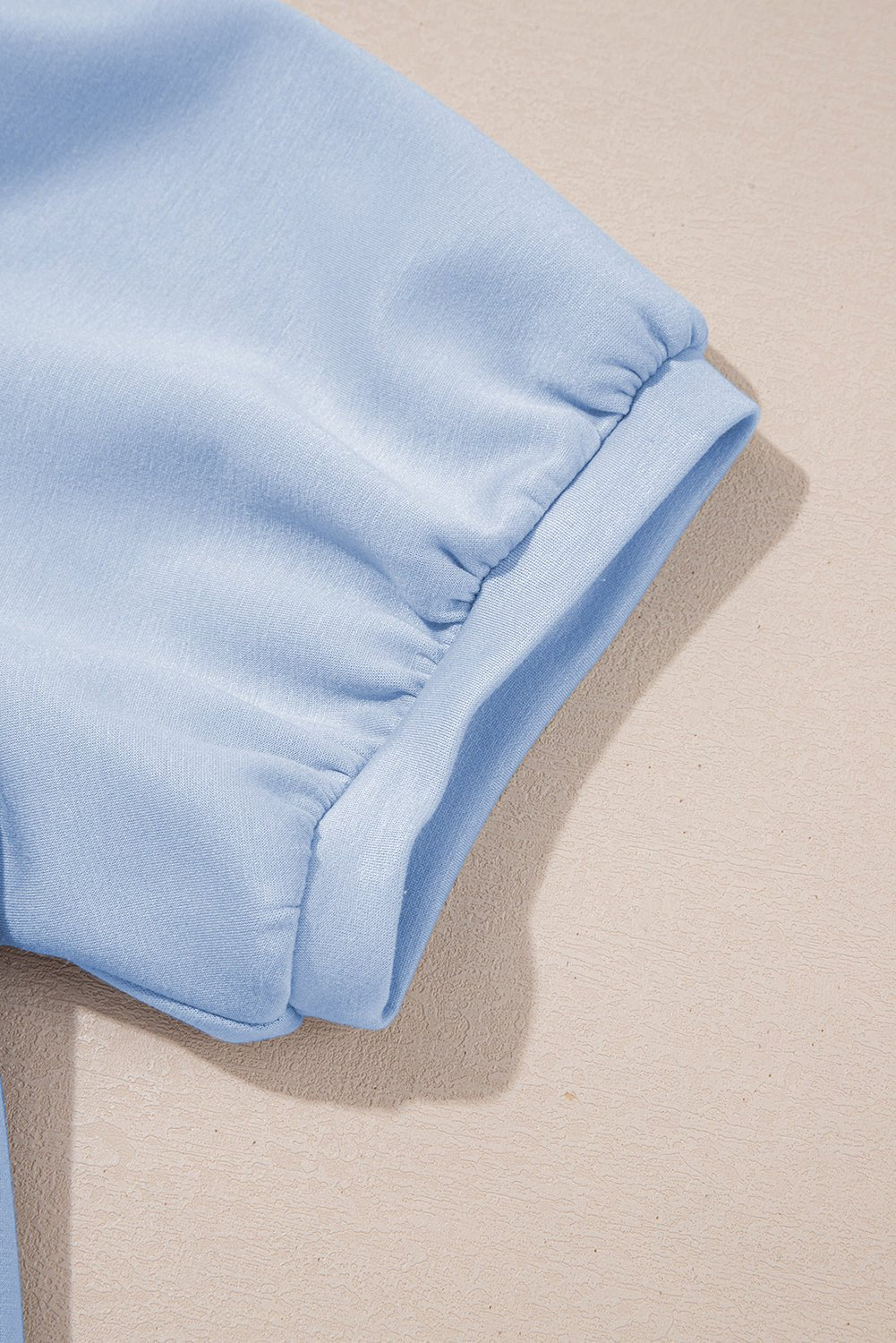 Beau Blue Puff Sleeve Pearl Embellished Scallop Hem 2 - Piece Shorts Set - MAD RUFFI