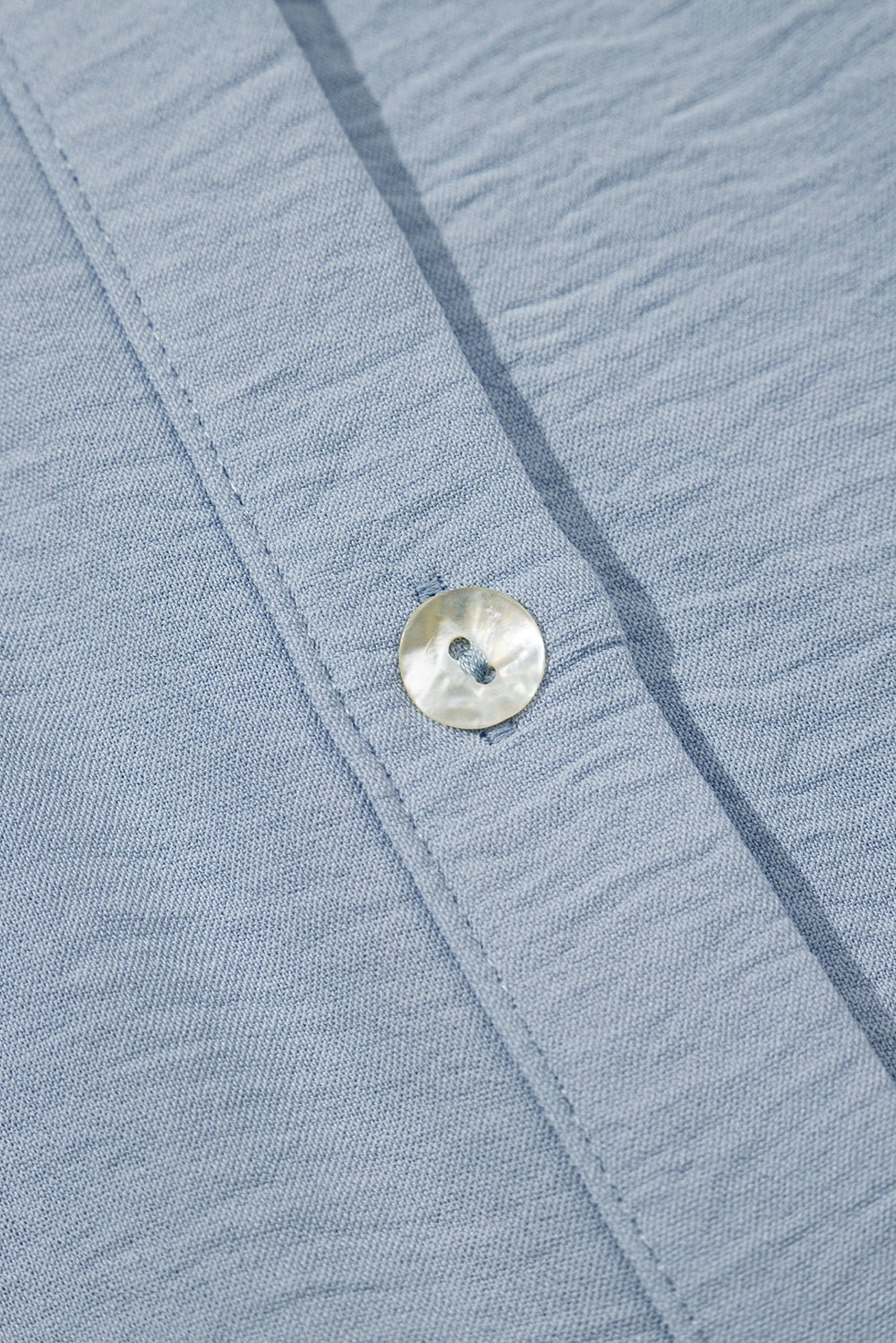 Beau Blue Shirt Collar Button Up Short Puff Sleeve Tiered Shift Dress - MAD RUFFI