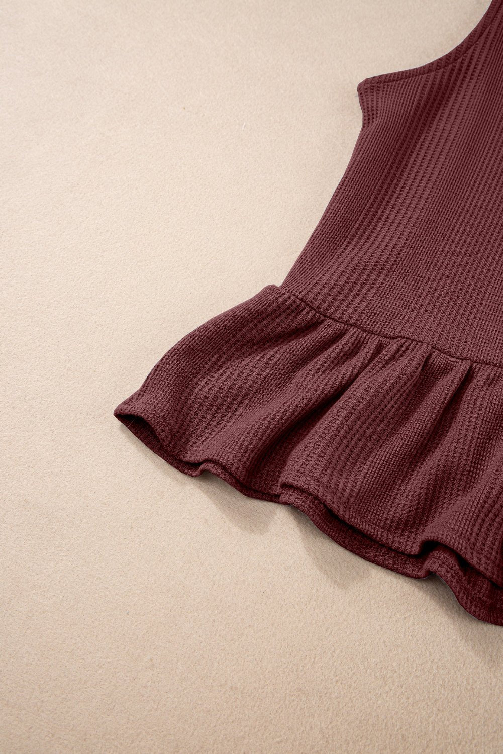 Beau Blue Solid Color Ribbed Ruffle Tank Top and Pants Set - MAD RUFFI