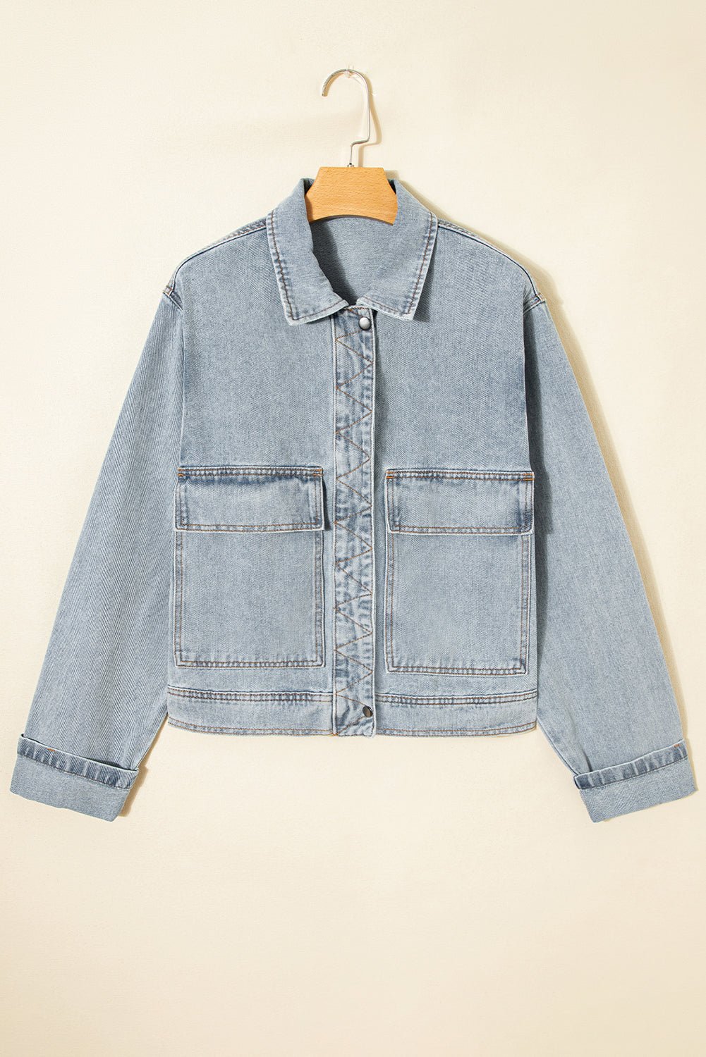 Beau Blue Street Style Zip Up Washed Denim Jacket - MAD RUFFI