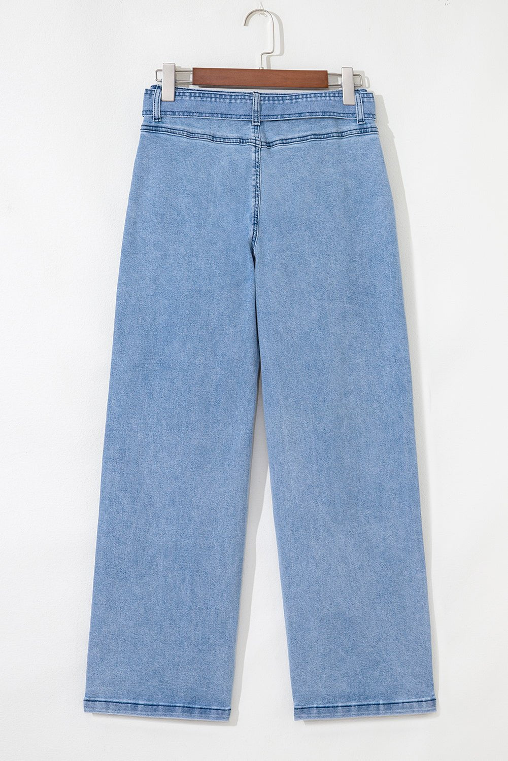 Beau Blue Vintage Washed Knot Belt Wide Leg Jeans - MAD RUFFI
