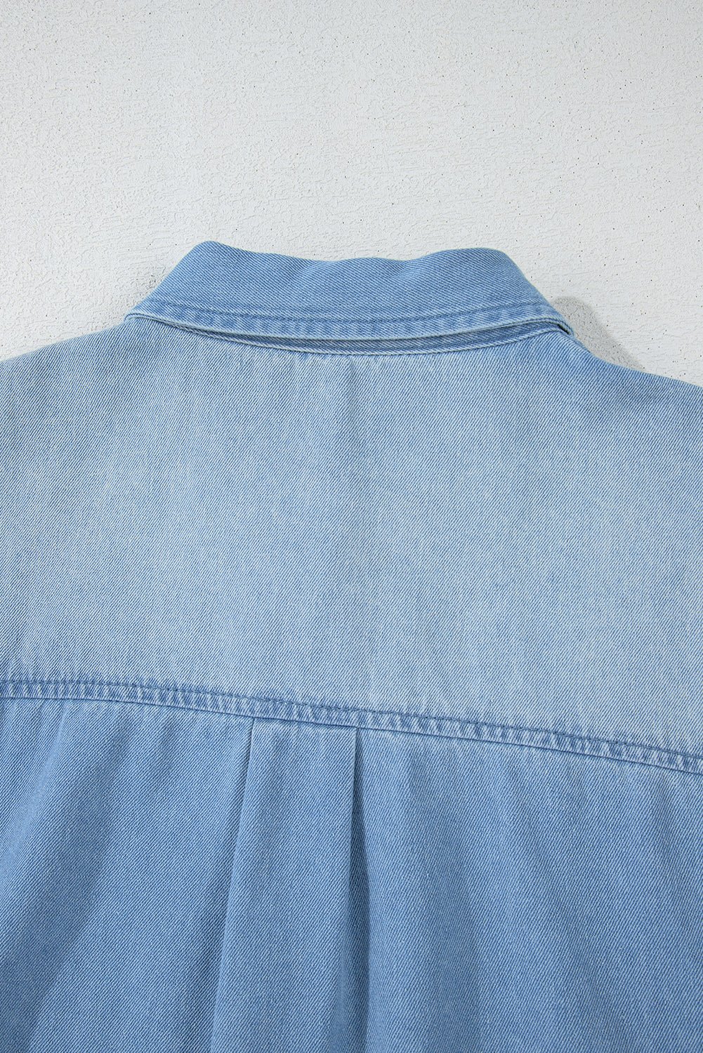 Beau Blue Washed Raw Hem Denim Shirt Dress - MAD RUFFI