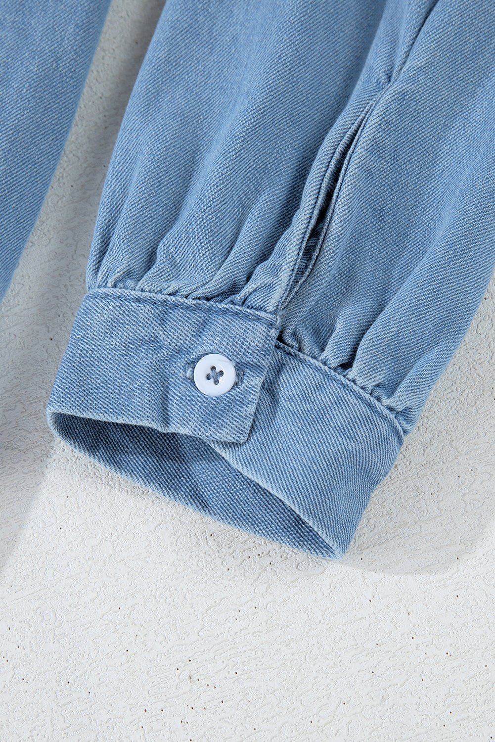 Beau Blue Washed Raw Hem Denim Shirt Dress - MAD RUFFI