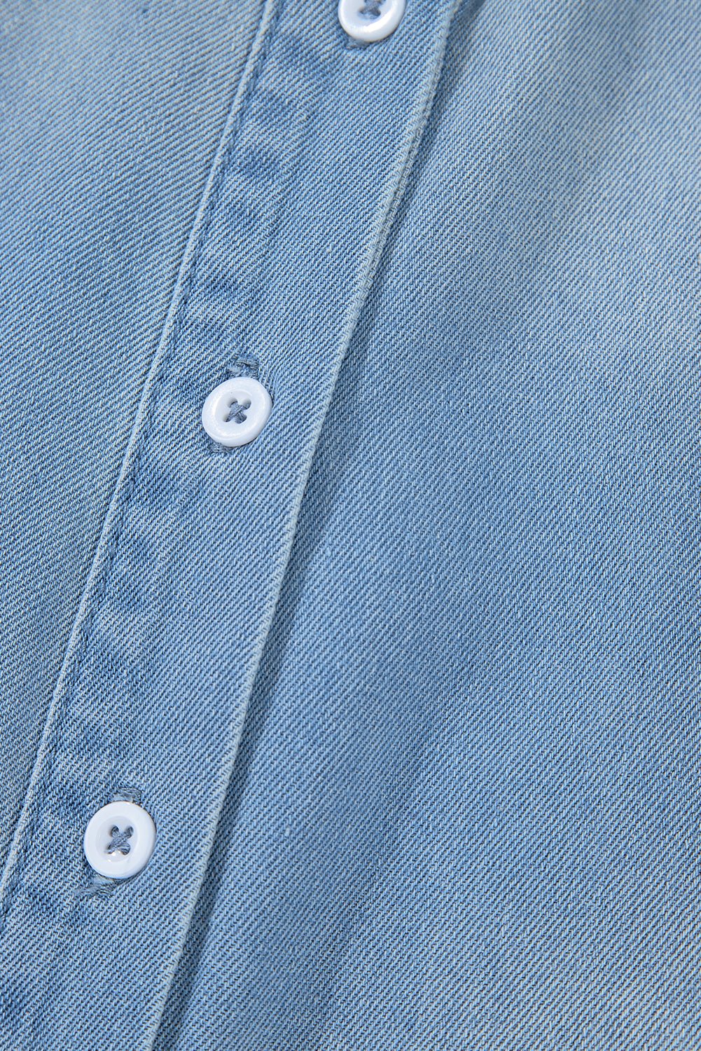 Beau Blue Washed Raw Hem Denim Shirt Dress - MAD RUFFI