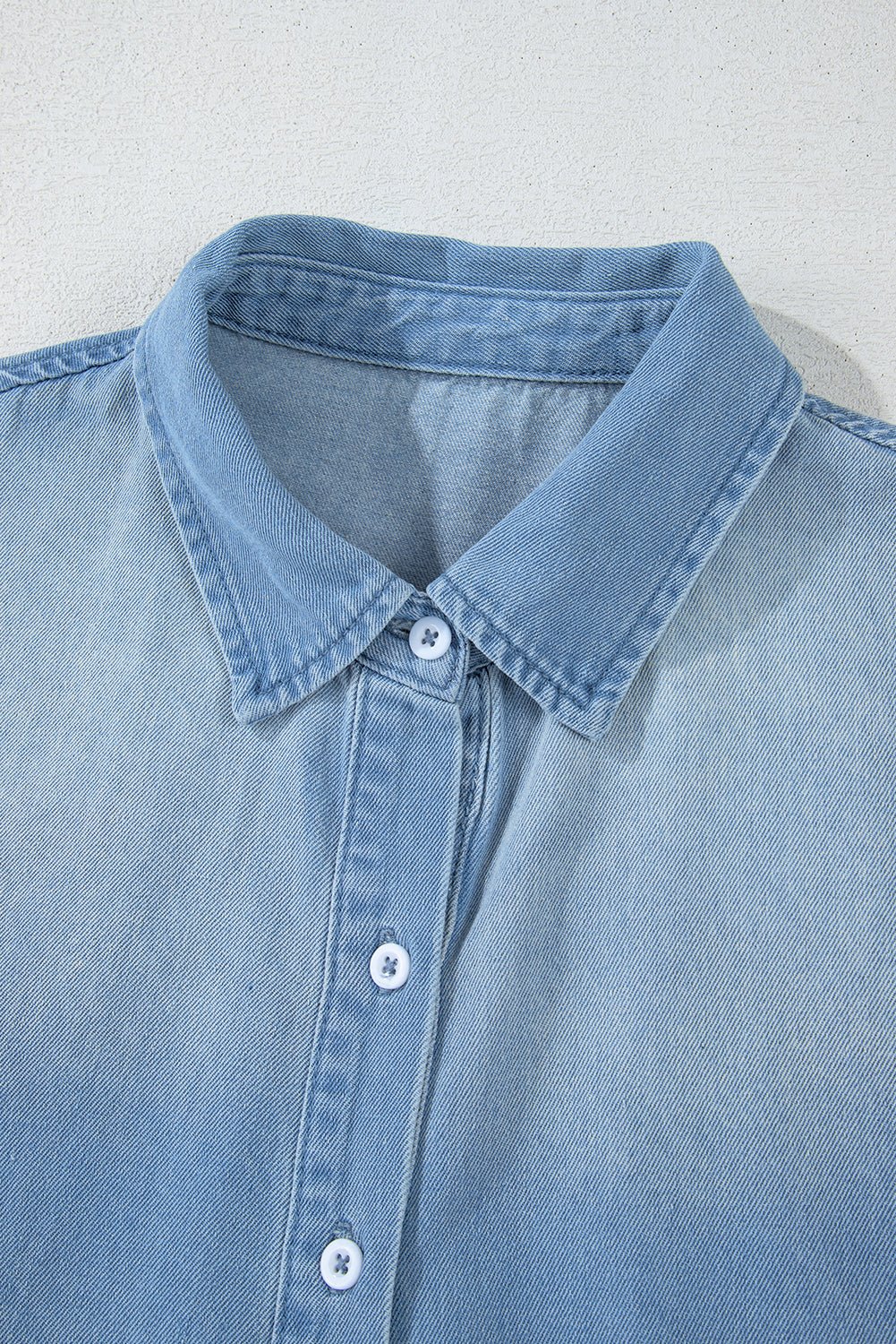 Beau Blue Washed Raw Hem Denim Shirt Dress - MAD RUFFI