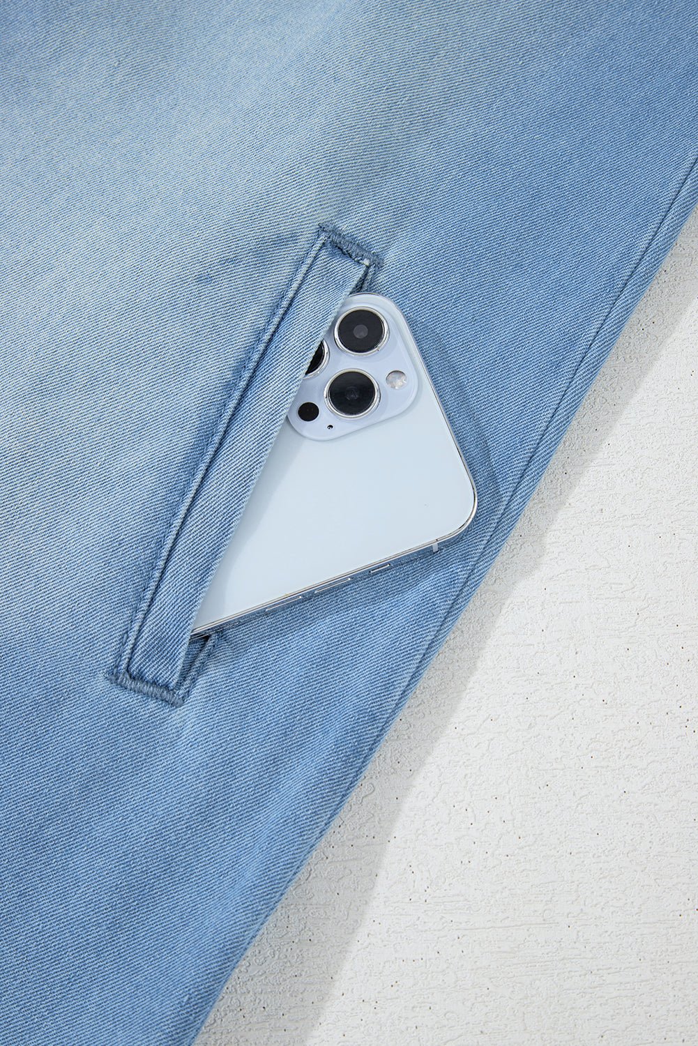 Beau Blue Washed Raw Hem Denim Shirt Dress - MAD RUFFI