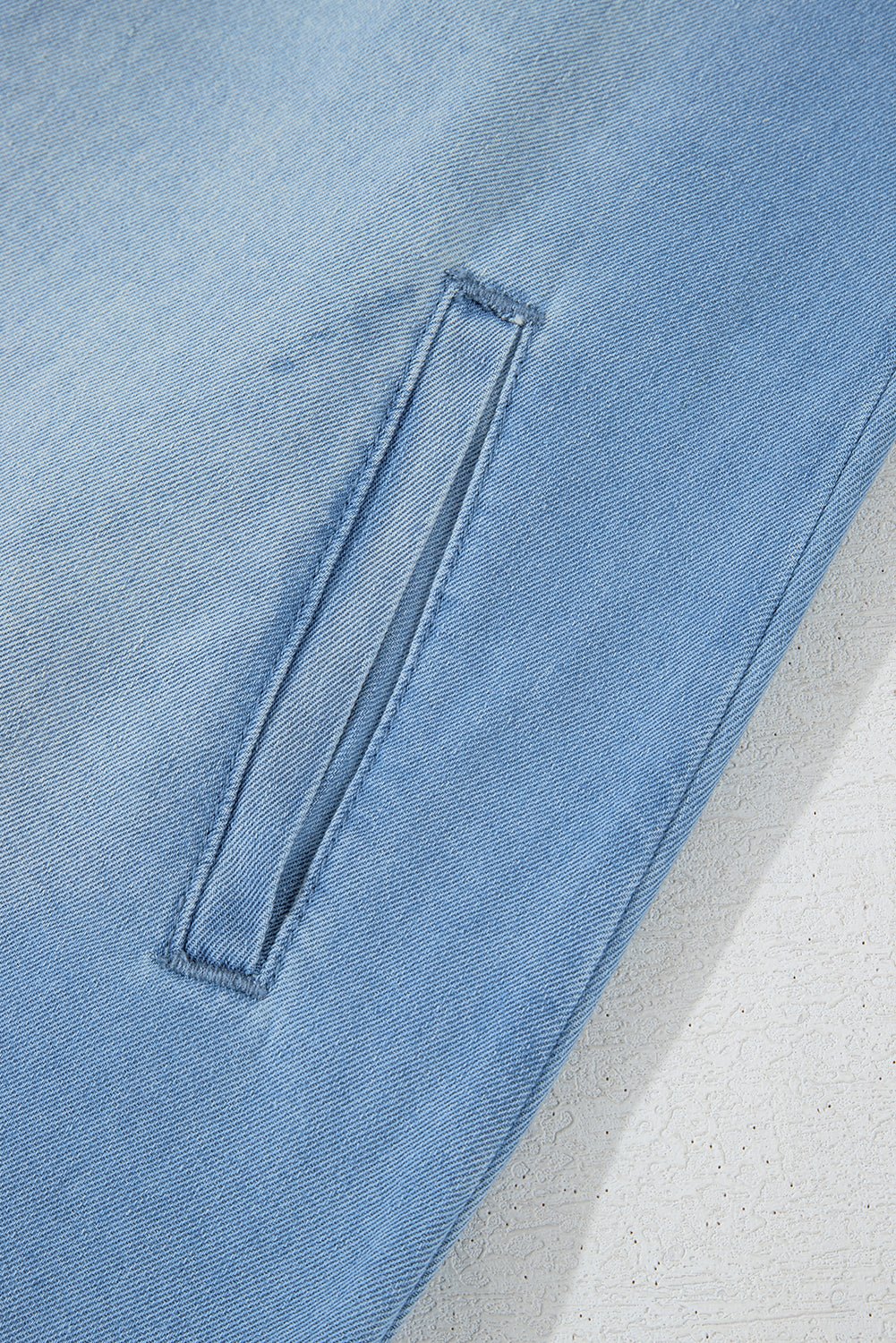 Beau Blue Washed Raw Hem Denim Shirt Dress - MAD RUFFI